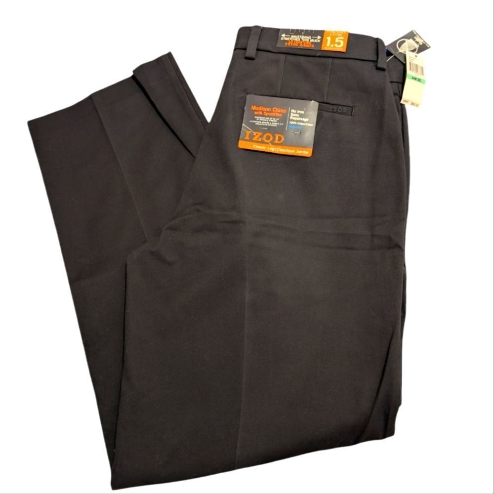Izod‎ Men's navy cotton dress pants size 34x32 NWT